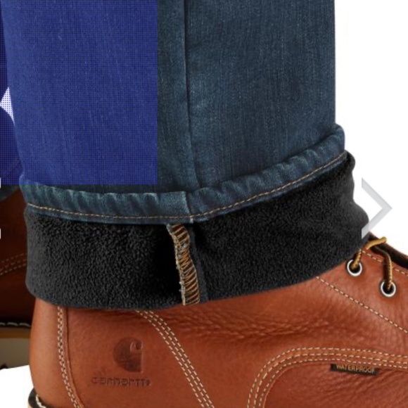 CARHARTT RUGGED FLEX RELAXED FIT DARK WASH FLEECE LINED 5 POCKET JEANS 40/30 NWT - Picture 3 of 11